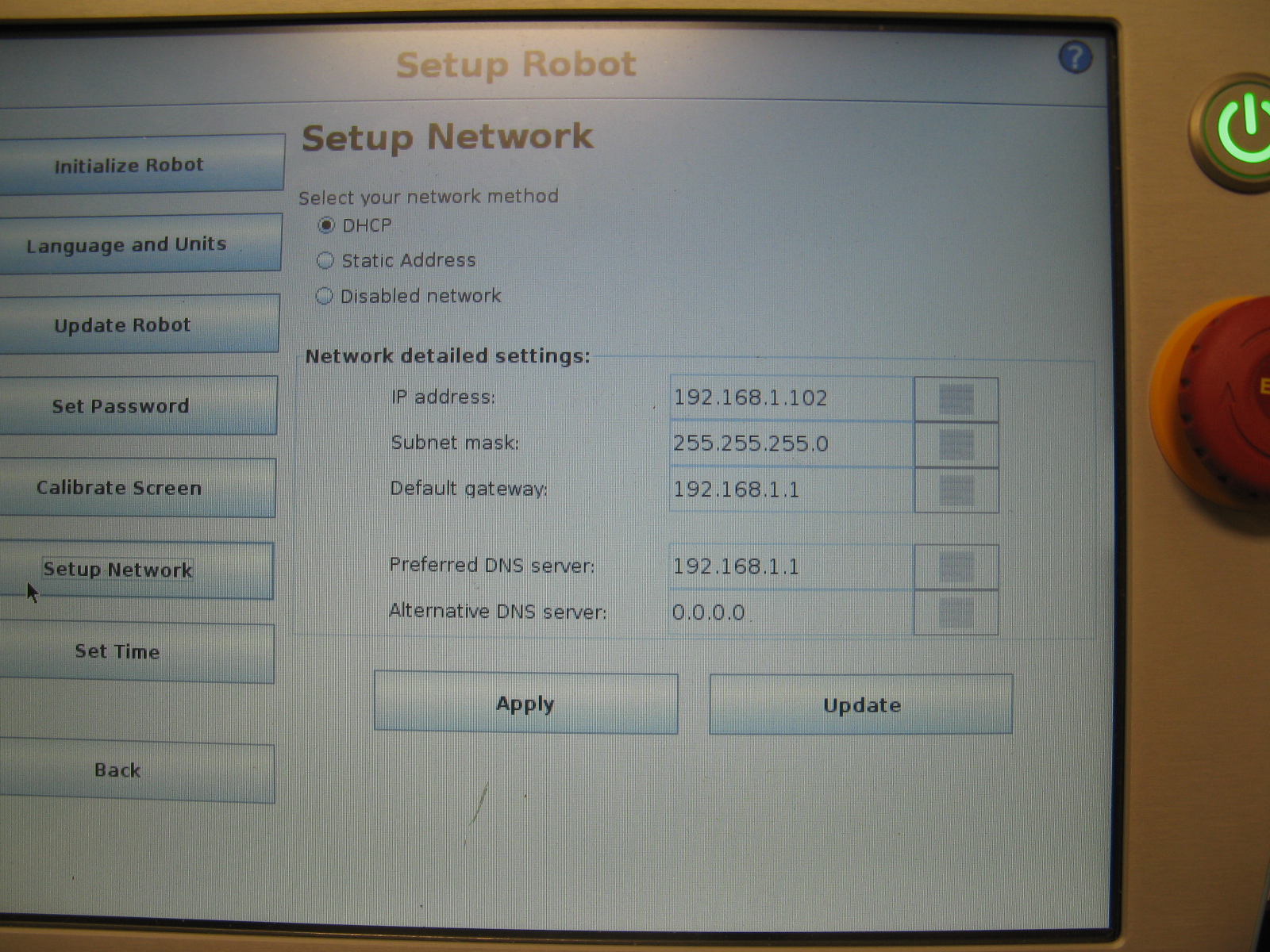 Setup Network Window